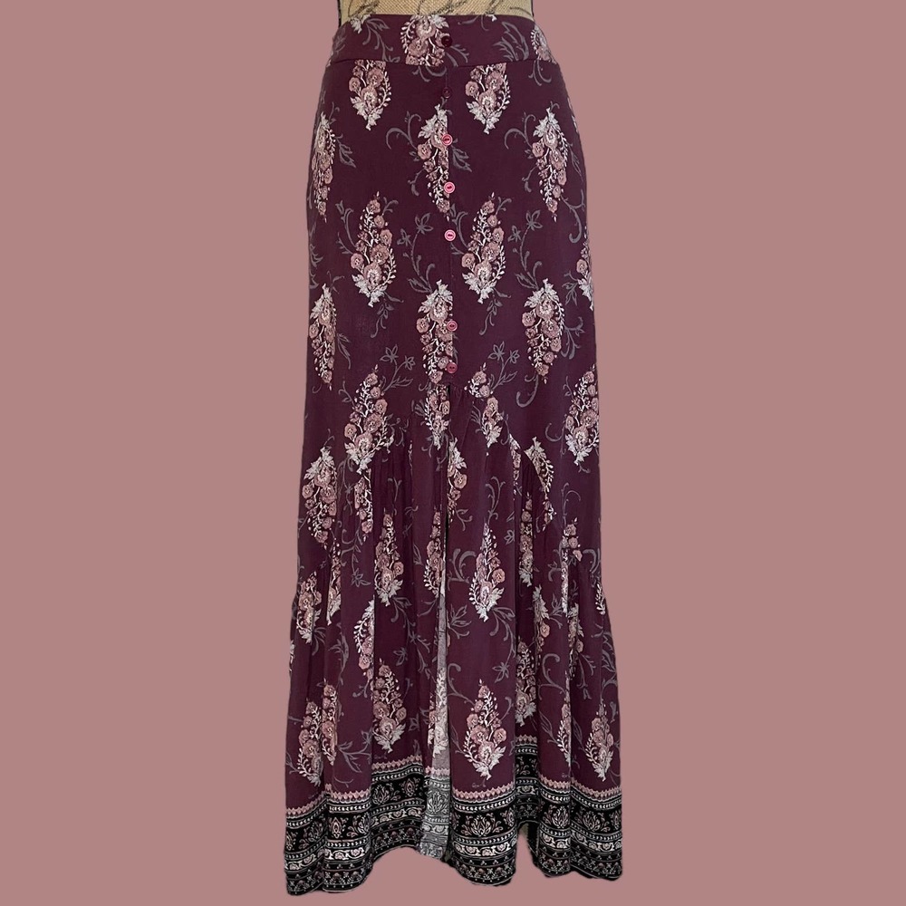 Luna Chix Bohemian Print Asymmetrical Maxi Peasant Skirt